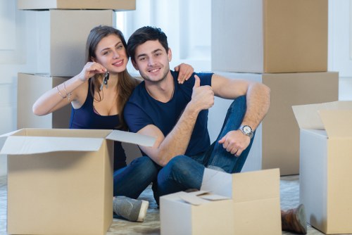 Experienced movers handling a Canary Wharf apartment move