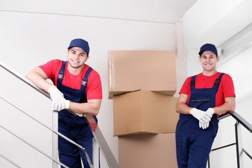 Commercial moving team planning an office relocation in Canary Wharf