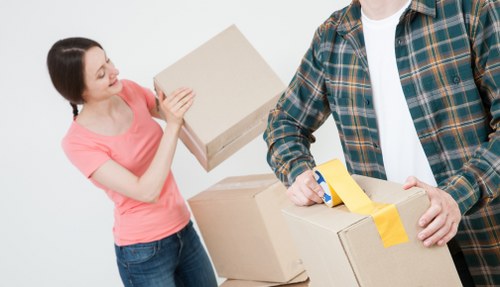 Packing supplies and moving boxes prepared for a Canary Wharf apartment move