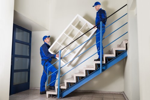 Van service supporting a move near Canary Wharf apartment buildings
