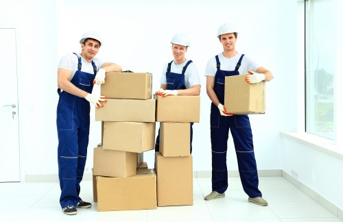 Removal team planning a flat move in Canary Wharf apartment block