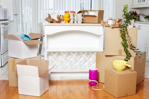 Moving truck service operating near Canary Wharf residential towers