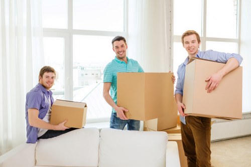 Office relocation support with a removal van in Canary Wharf