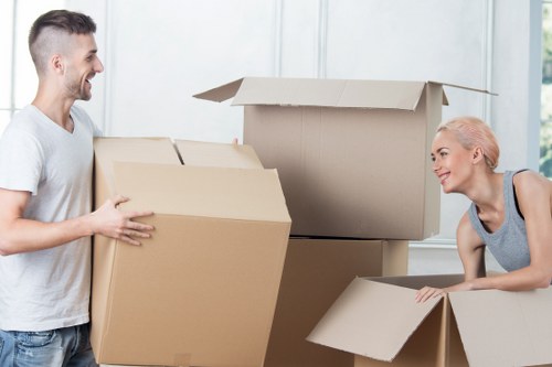 Removal van loading for a Canary Wharf home relocation
