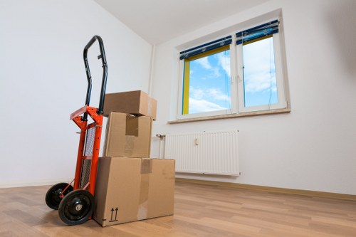 Household items organised for a Canary Wharf home relocation