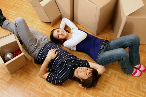 Packed home contents ready for a move in Canary Wharf